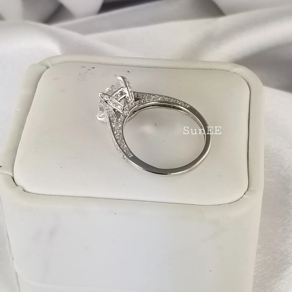 Real 925 Princess Cut Wedding Engagement Ring